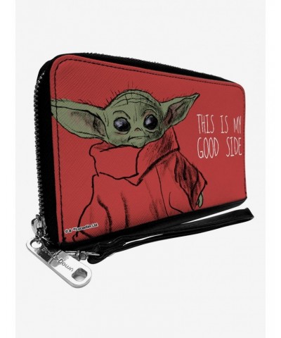 Star Wars The Mandalorian This is My Good Side Quote Red Zip Around Wallet $11.17 Wallets