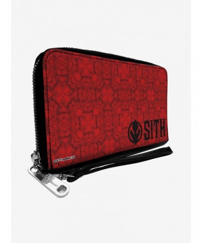 Star Wars Sith Trooper Sith Icon Collage Reds Black Zip Around Rectangle Wallet $14.83 Wallets